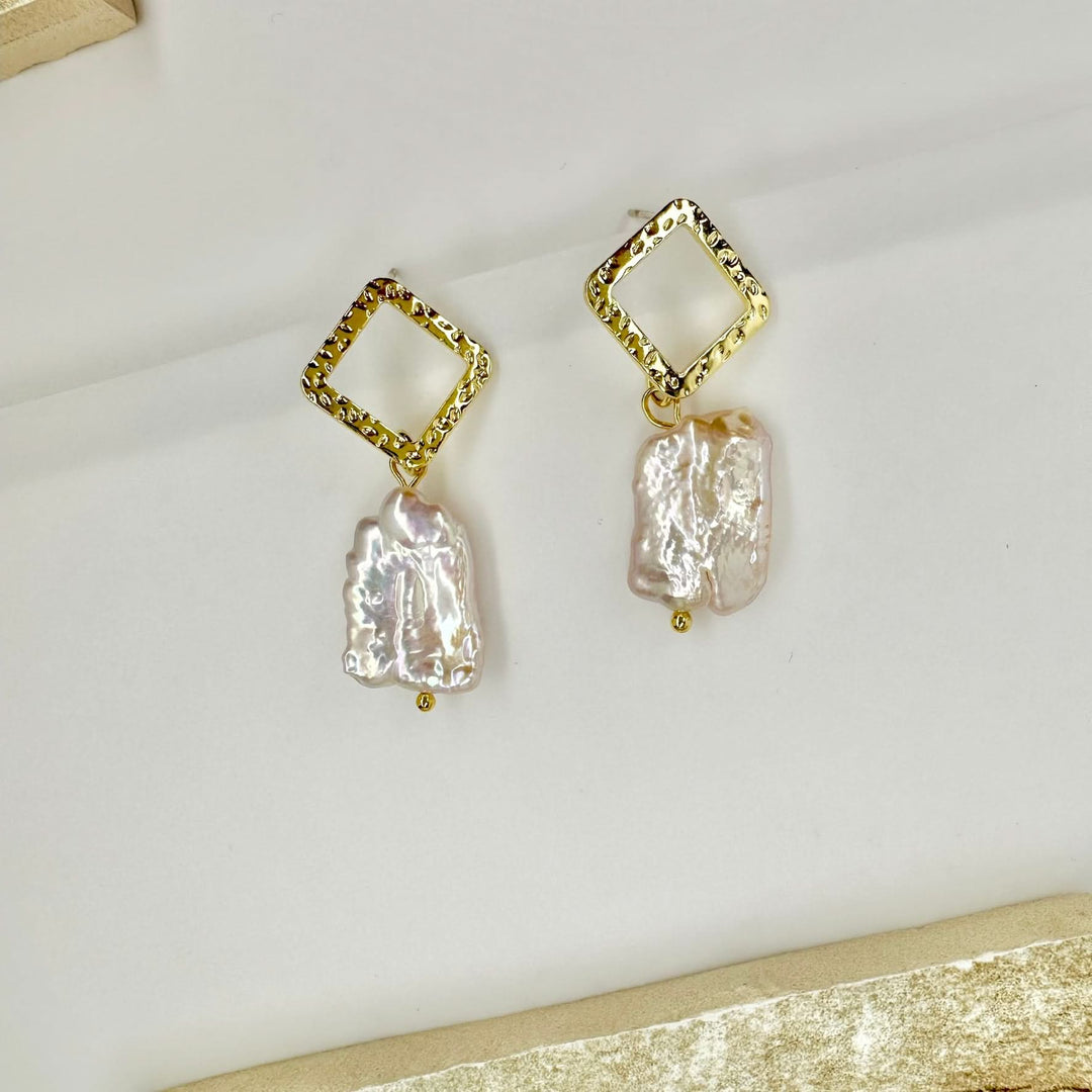 Gold Vermeil Baroque Pearl Drop Earrings