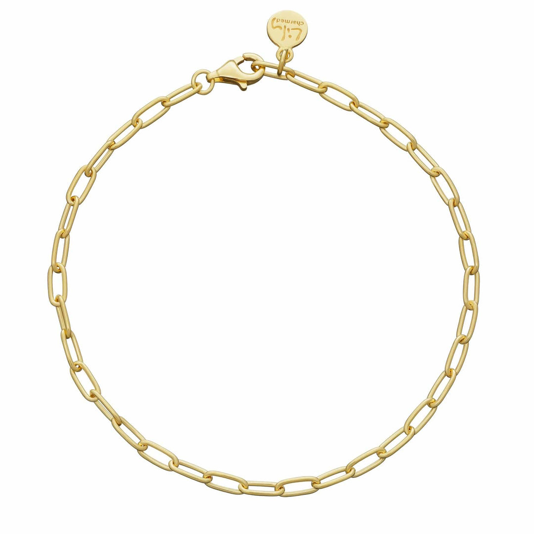 Gold Plated Oval Link Charm Bracelet CBRGOVAL