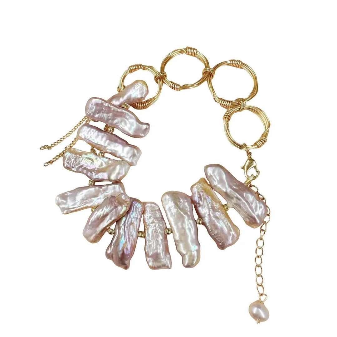 Graduated Baroque Pink Pearl Bracelet