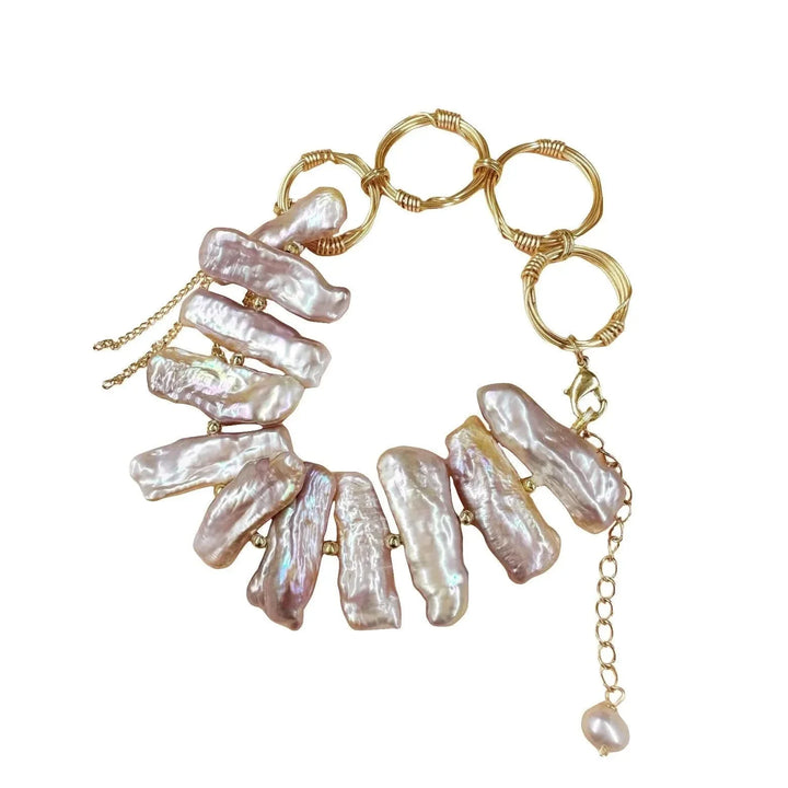 Graduated Baroque Pink Pearl Bracelet