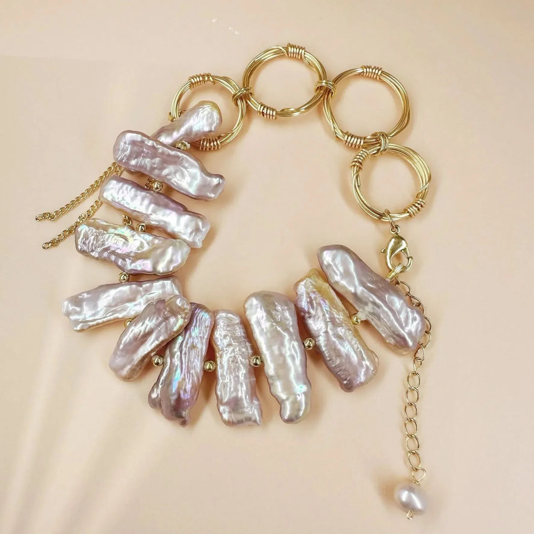 Graduated Baroque Pink Pearl Bracelet