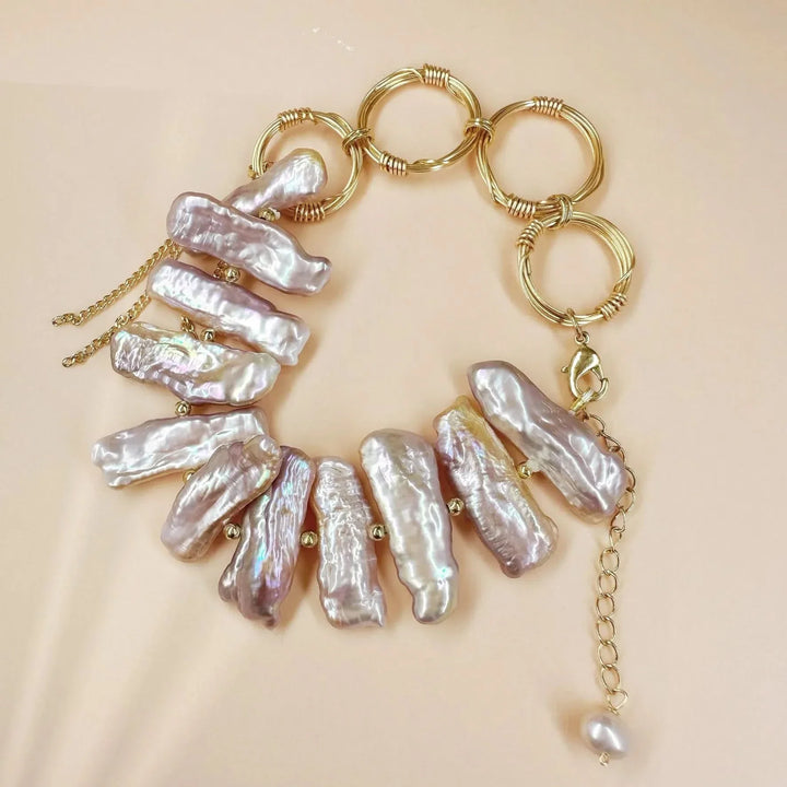 Graduated Baroque Pink Pearl Bracelet