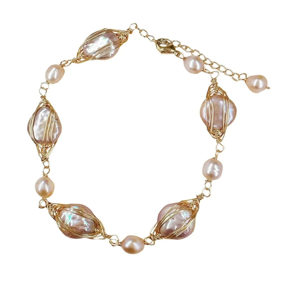 Graduated Pink Baroque Pearl Bracelet