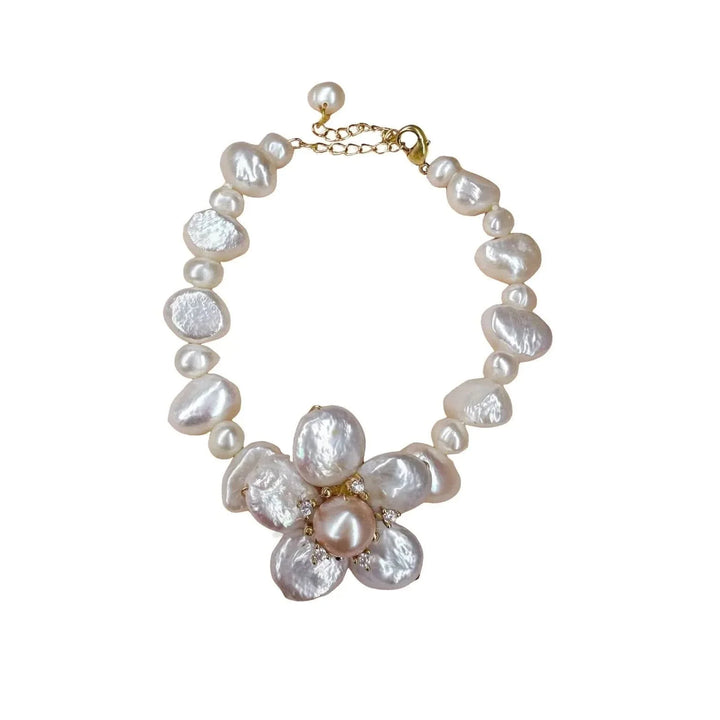 Graduated Pearl Bracelet with Baroque Pearl Flowers