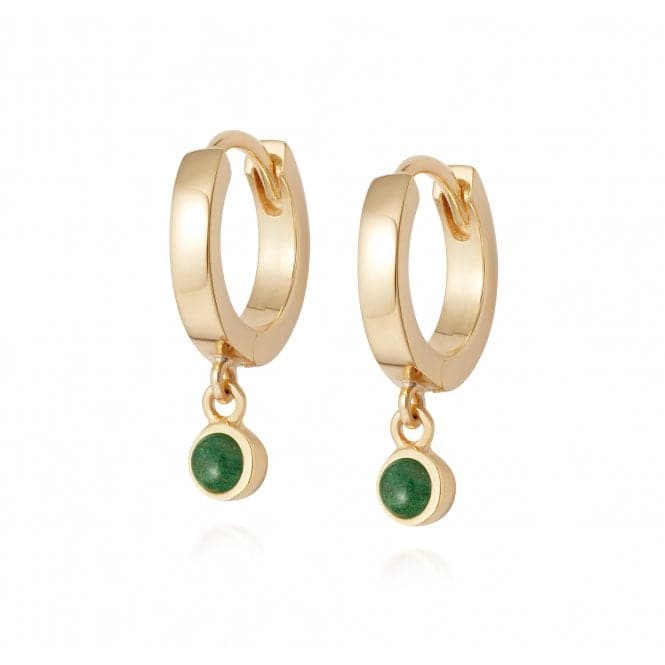 Green Aventurine Healing Huggie Hoops 18ct Gold Plate Earrings HE3001_GPDaisyHE3001_GP
