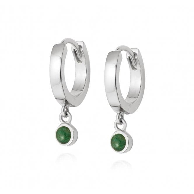 Green Aventurine Healing Huggie Hoops Sterling Silver Earrings HE3001_SLVDaisyHE3001_SLV