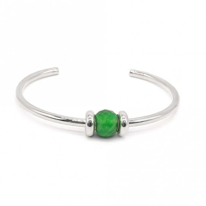 Green Onyx Silver BangleTrollbeadsTZZUK - 01011 Size XXS