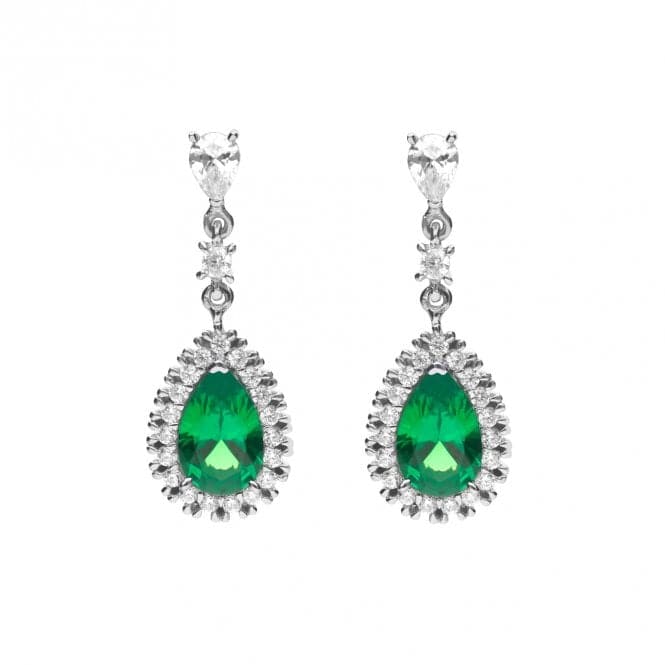 Green Teardrop Pave Surround Earrings E6053DiamonfireE6053