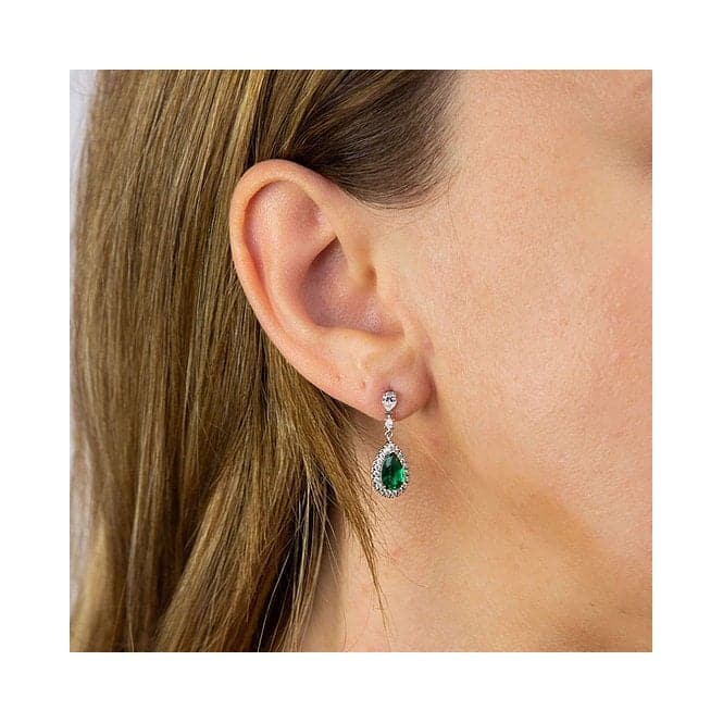 Green Teardrop Pave Surround Earrings E6053DiamonfireE6053