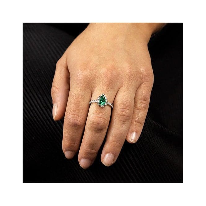 Green Teardrop Pave Surround Ring R3780DiamonfireR3780 16