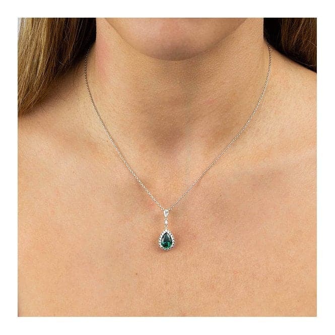 Green Teardrop With Pave Surround Necklace N4465DiamonfireN4465