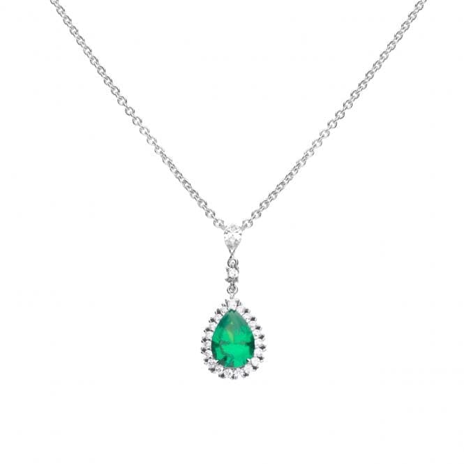 Green Teardrop With Pave Surround Necklace N4465DiamonfireN4465