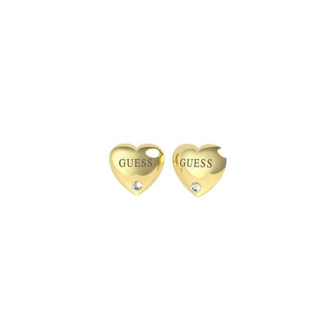 Guess Is For Lovers Bold Heart Gold Stud Earrings UBE70105Guess JewelleryUBE70105