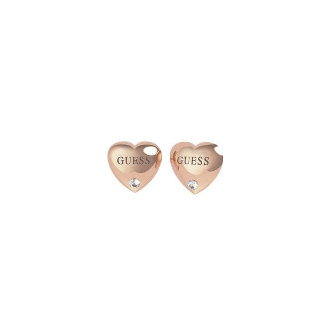 Guess Is For Lovers Bold Heart Rose Gold Stud Earrings UBE70106Guess JewelleryUBE70106