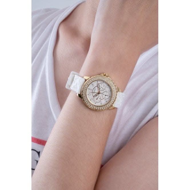 Guess Ladies Crown Jewel Silicone Gold Tone Watch GW0411L1Guess WatchesGW0411L1