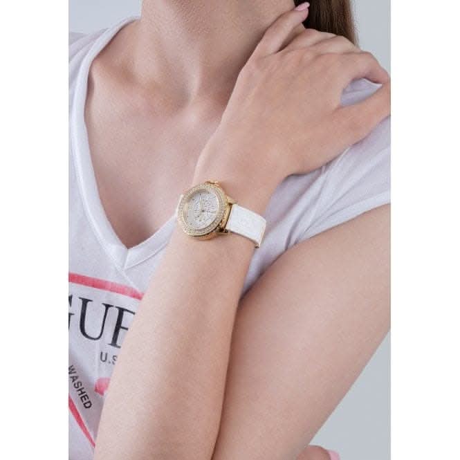 Guess Ladies Crown Jewel Silicone Gold Tone Watch GW0411L1Guess WatchesGW0411L1