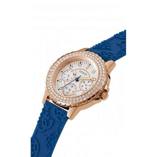 Guess Ladies Crown Jewel Silicone Rose Gold Watch GW0411L2Guess WatchesGW0411L2
