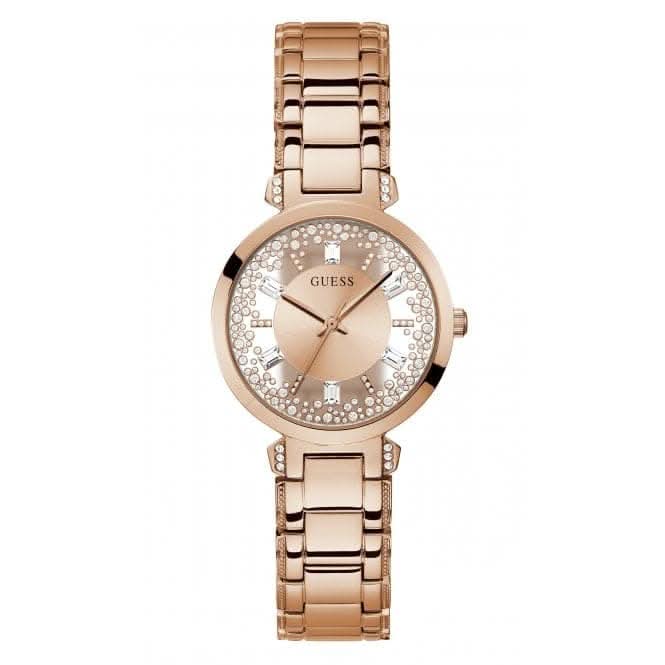 Guess Ladies Crystal Clear Stainless Steel Rose Gold Watch GW0470L3