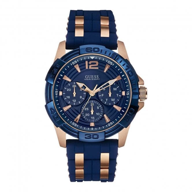 Guess Mens Blue Textured Silicone Strap Watch W0366G4Guess WatchesW0366G4