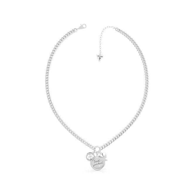 Guess My Feelings 16 - 18" Trust Your Heart Charm Silver Necklace UBN70038Guess JewelleryUBN70038