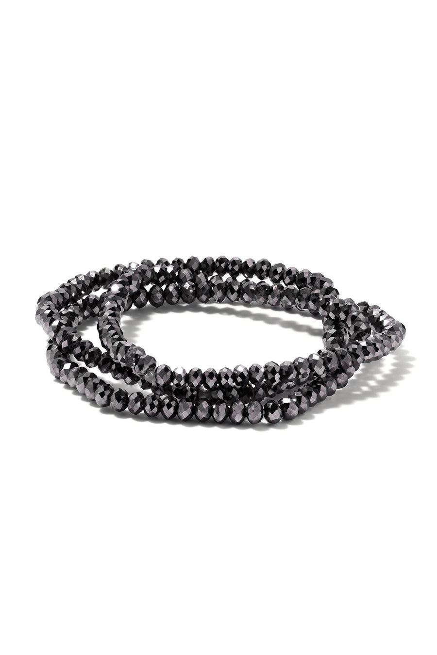 Gun - Grey Crystal Beads Trio Stretch BraceletThe Fine CollectiveBA0004685