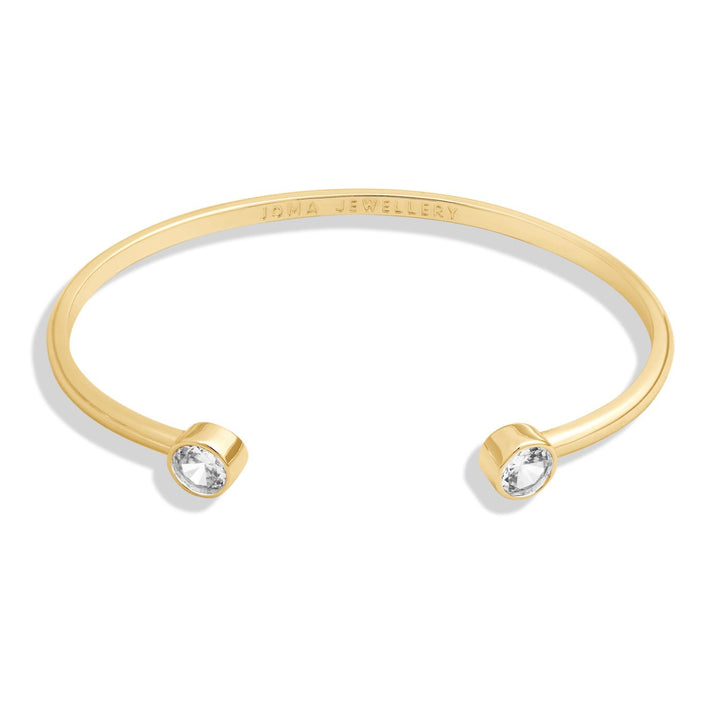 Halo Pearl Cubic Zirconia Gold Plated Bangle 8106Joma Jewellery8106