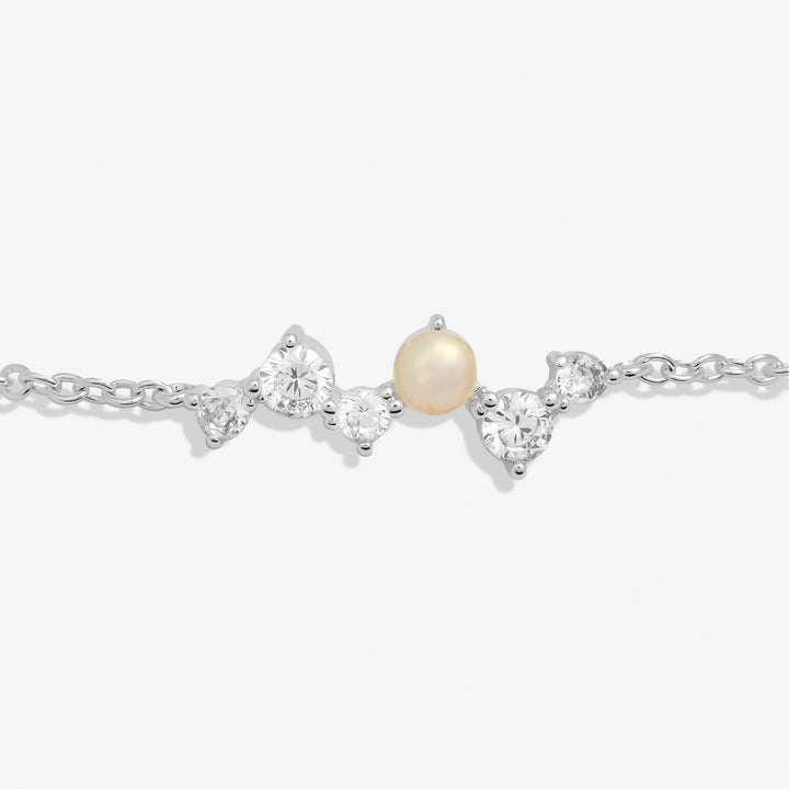 Halo Pearl Cubic Zirconia & Pearl Cluster Silver Plated Bracelet 7835Joma Jewellery7835