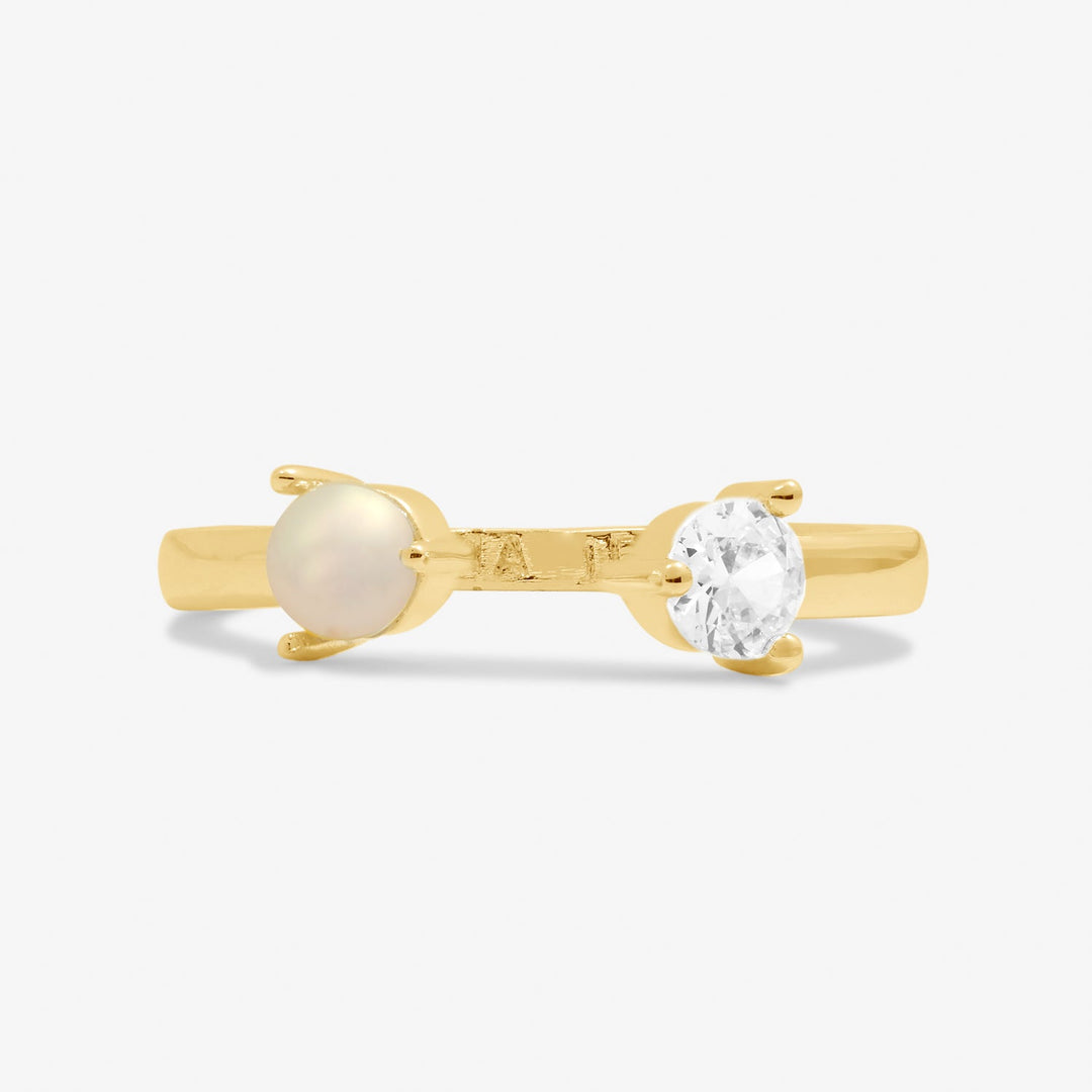 Halo Pearl Cubic Zirconia & Pearl Gold Plated Ring 8108Joma Jewellery8108