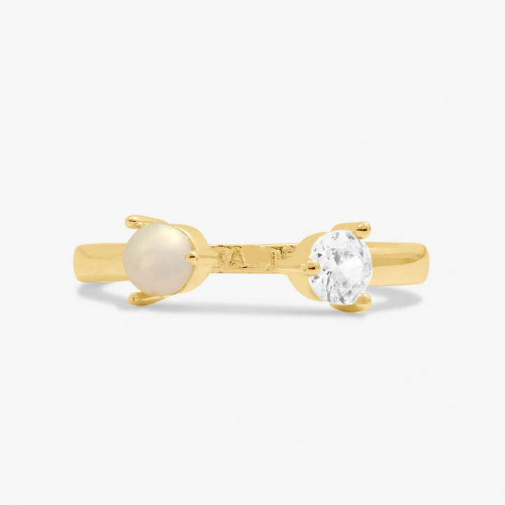 Halo Pearl Cubic Zirconia & Pearl Gold Plated Ring 8108Joma Jewellery8108