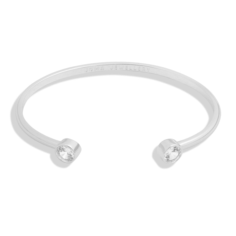 Halo Pearl Cubic Zirconia Silver Plated Bangle 7840Joma Jewellery7840