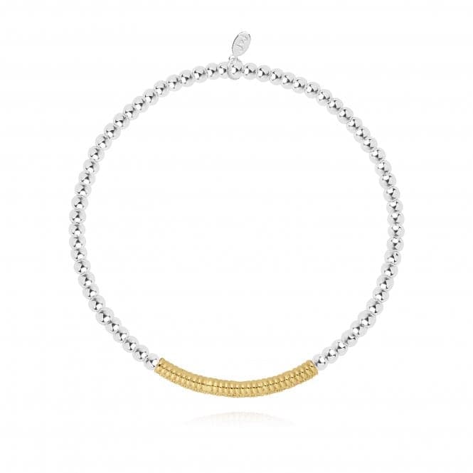 Halo Silver And Gold Pave Ball 17.5cm Stretch Bracelet 4523Joma Jewellery4523