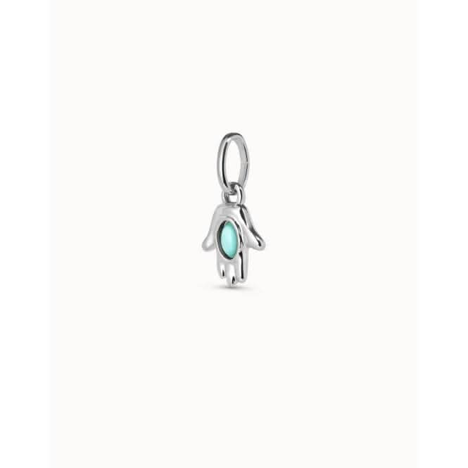 Hamsa Turquoise Metal Natural Stone Charm CHA0216TQSMTL0U