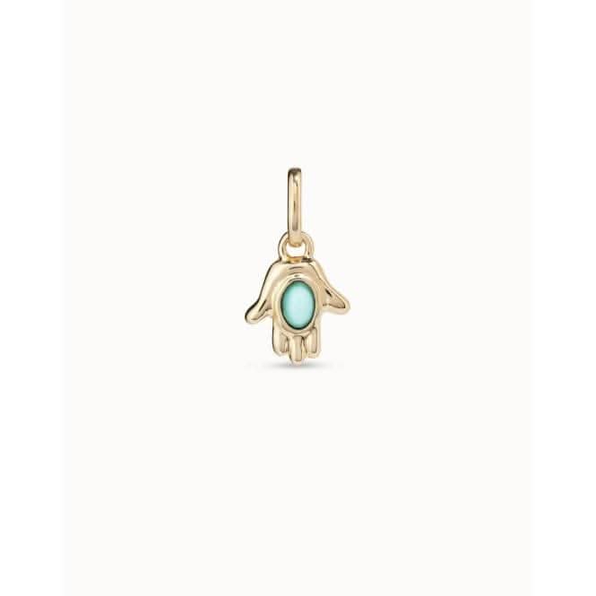 Hamsa Turquoise Metal Natural Stone CharmUNOde50CHA0216TQSORO0U