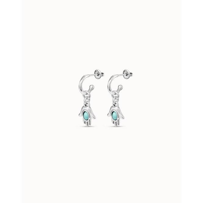 Hamsa Turquoise Metal Natural Stone EarringsUNOde50PEN0906TQSMTL0U