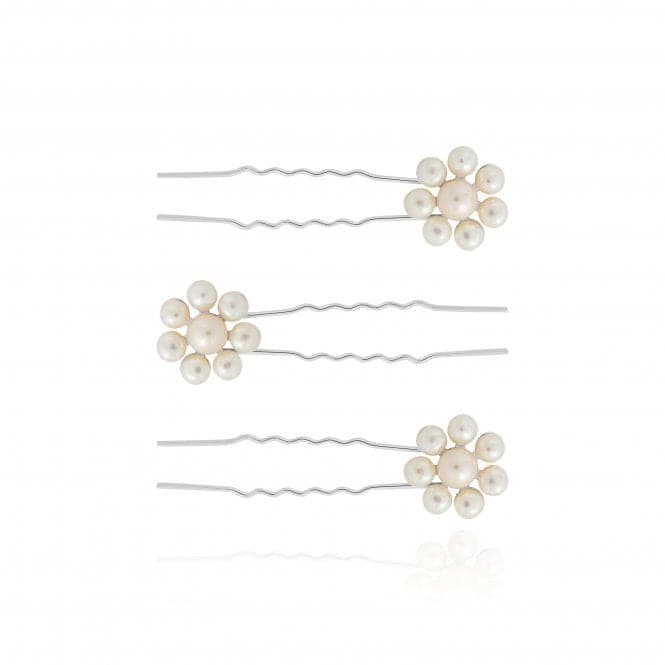 Happy Ever After Hair Accessories Silver Pearl Flower Hair Pins 3679Joma Jewellery3679