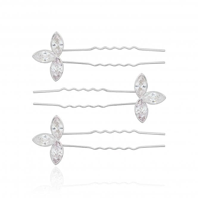 Happy Ever After Hair Accessories Silver Zirconia Leaf Hair Pins 3680Joma Jewellery3680