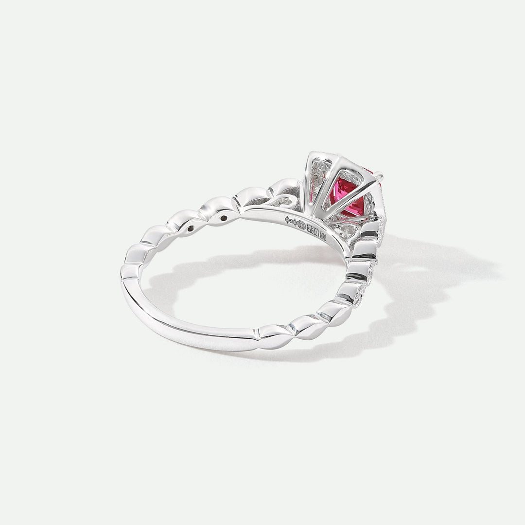 Harlow | 18ct White Gold 0.08ct tw Lab Grown Diamond and Created Ruby Vintage RingCreated BrillianceBA0071857 - M