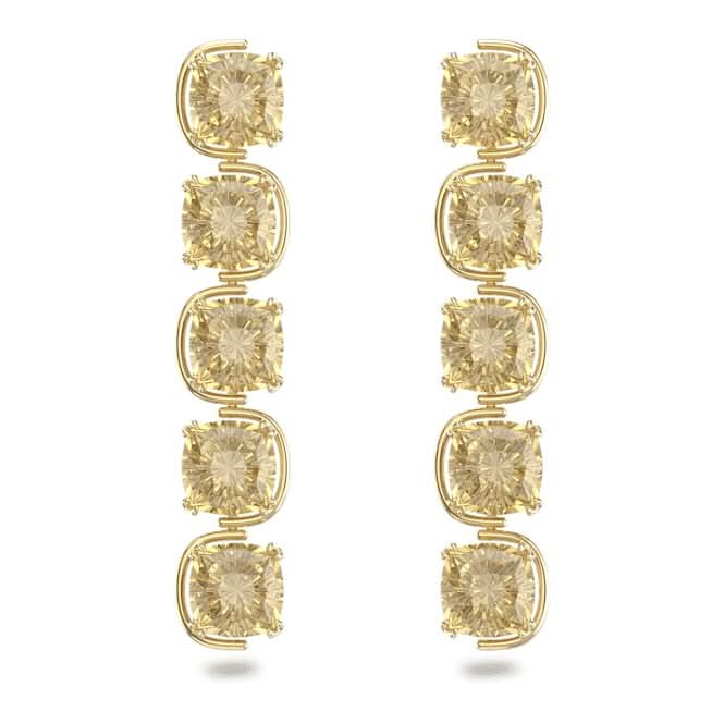 Harmonia Drop Cushion Cut Yellow Gold - tone Plated Earrings 5640043Swarovski5640043