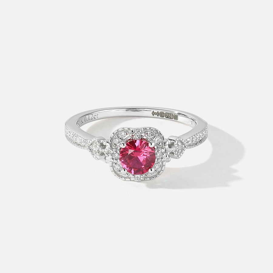 Harper | 18ct White Gold 0.12ct tw Lab Grown Diamond and Created Ruby Vintage RingCreated BrillianceBA0071851 - M