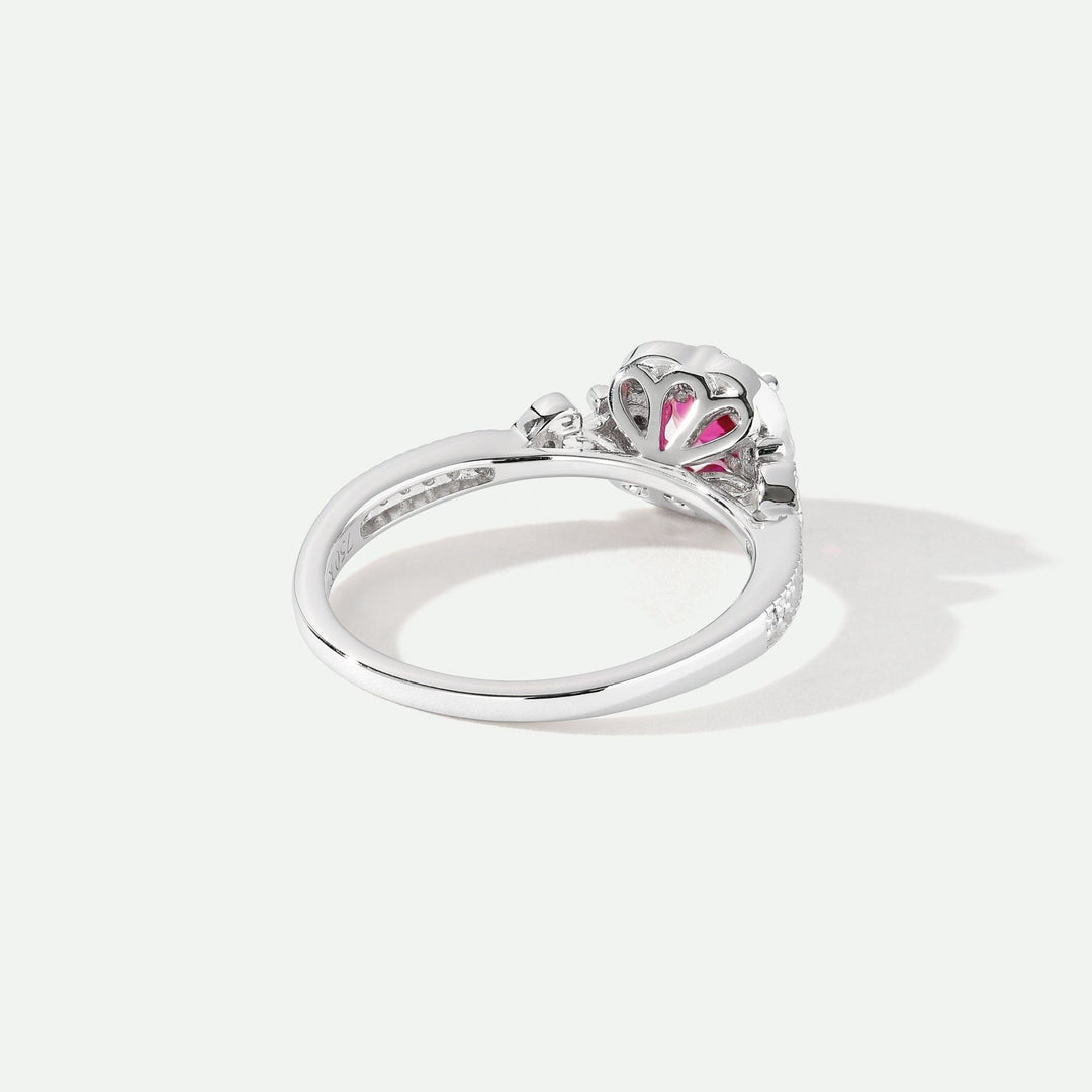 Harper | 18ct White Gold 0.12ct tw Lab Grown Diamond and Created Ruby Vintage RingCreated BrillianceBA0071851 - M