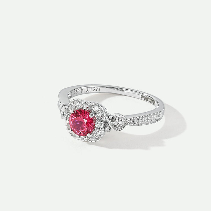 Harper | 18ct White Gold 0.12ct tw Lab Grown Diamond and Created Ruby Vintage RingCreated BrillianceBA0071851 - M