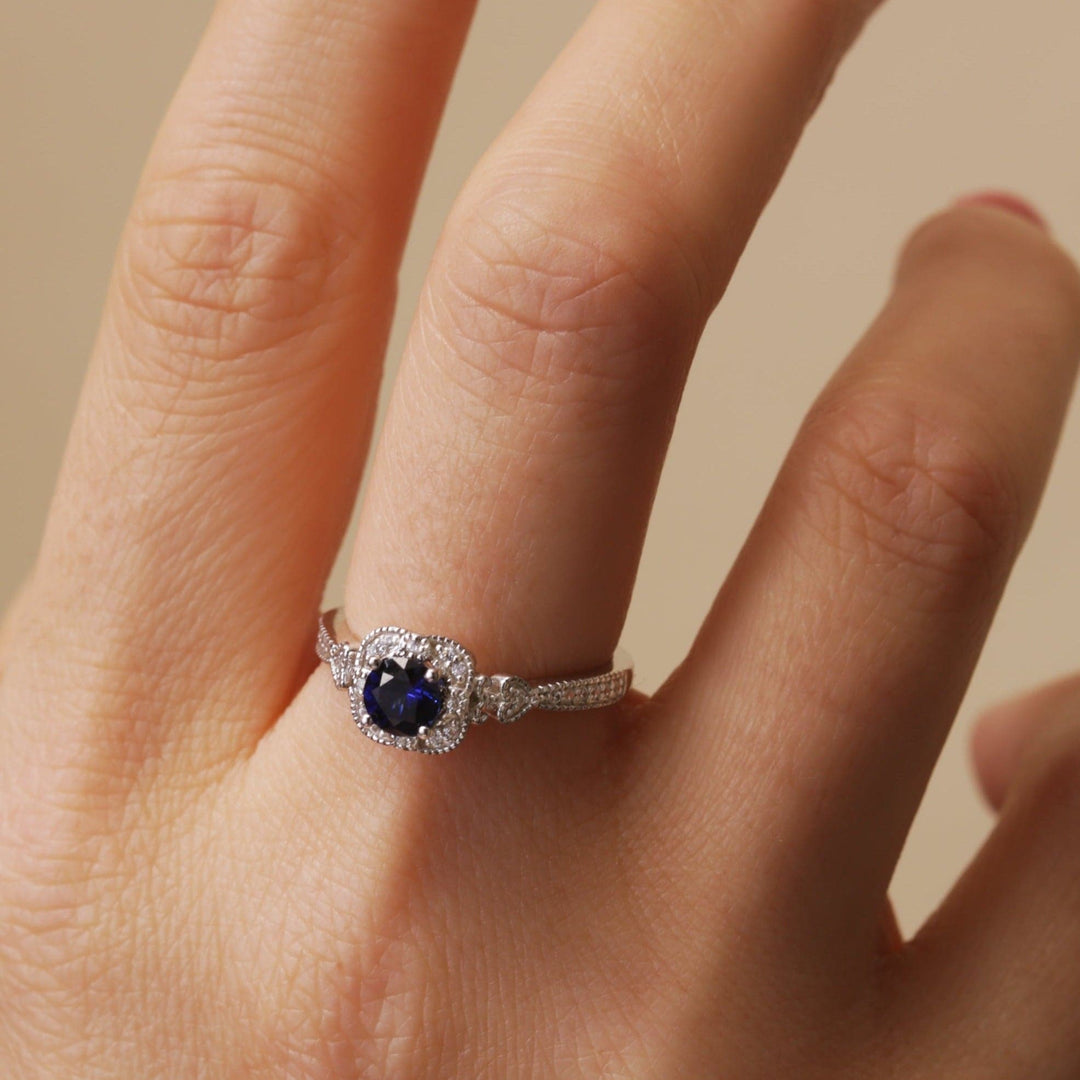 Harper | 18ct White Gold 0.12ct tw Lab Grown Diamond and Created Sapphire Vintage RingCreated BrillianceBA0071849 - M