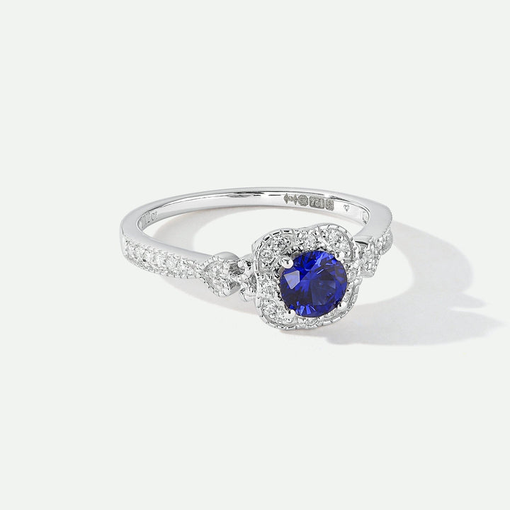 Harper | 18ct White Gold 0.12ct tw Lab Grown Diamond and Created Sapphire Vintage RingCreated BrillianceBA0071849 - M