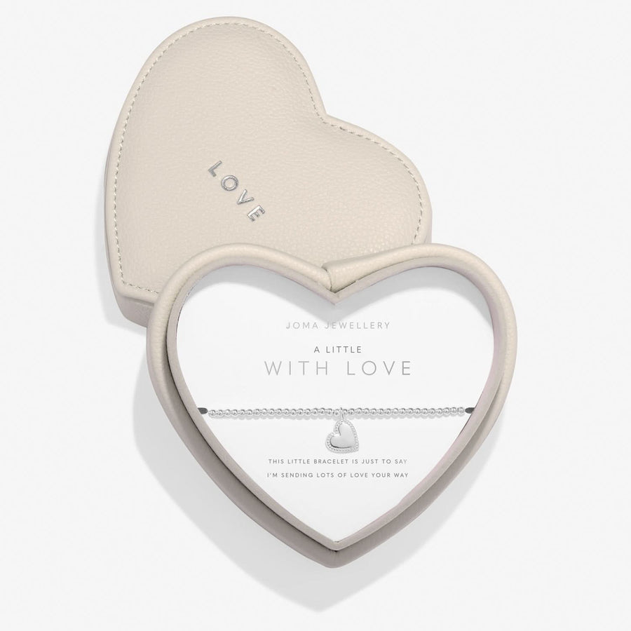Heart Jewellery Box With Love Silver Plated Bracelet 8740