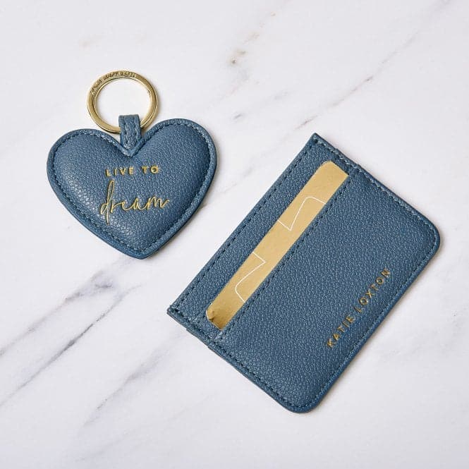 Heart Keyring And Card Holder Live To Dream in Light Navy KLB2703Katie LoxtonKLB2703