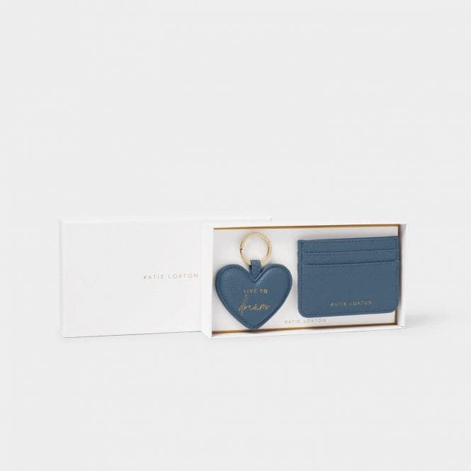 Heart Keyring And Card Holder Live To Dream in Light Navy KLB2703Katie LoxtonKLB2703