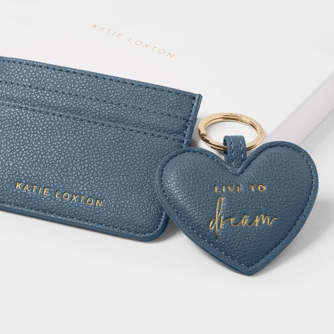 Heart Keyring And Card Holder Live To Dream in Light Navy KLB2703Katie LoxtonKLB2703