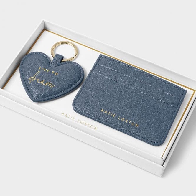 Heart Keyring And Card Holder Live To Dream in Light Navy KLB2703Katie LoxtonKLB2703