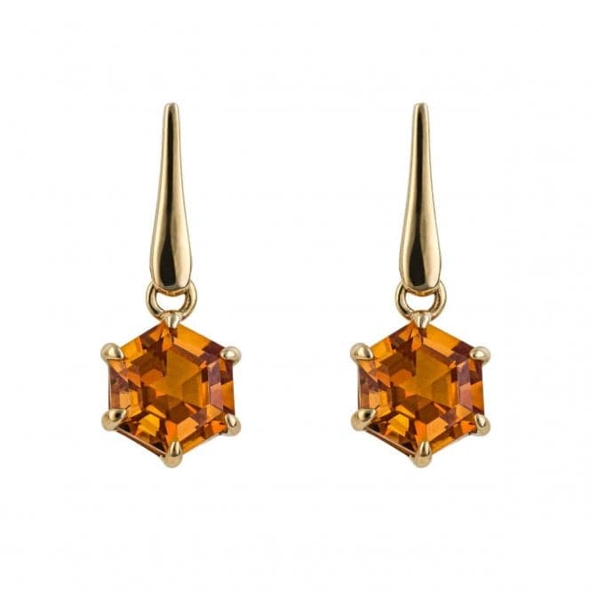 Hexagonal Citrine Earrings GE2443RElements GoldGE2443R