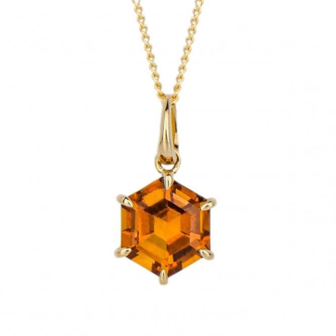 Hexagonal citrine pendant GP2340RElements GoldGP2340R